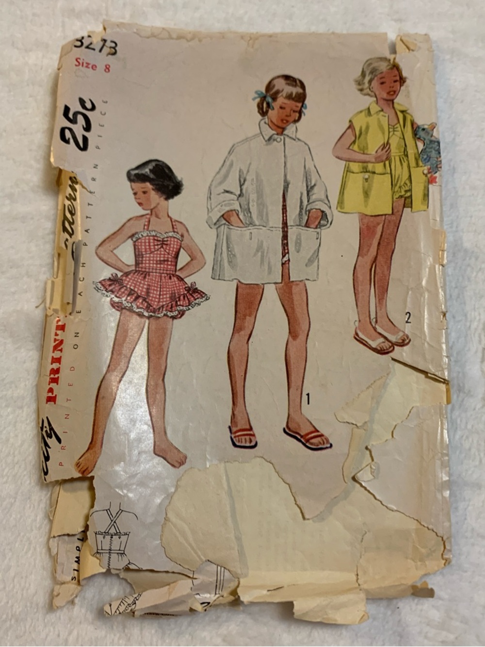 Simplicity 3273 Girls' Swim Coverup Vest & Swimming Suit Size 8